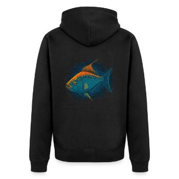 Tiefsee-Liebhaber - Unisex Premium Bio Zip Hoodie - Schwarz - Hinten - Nico (187cm)