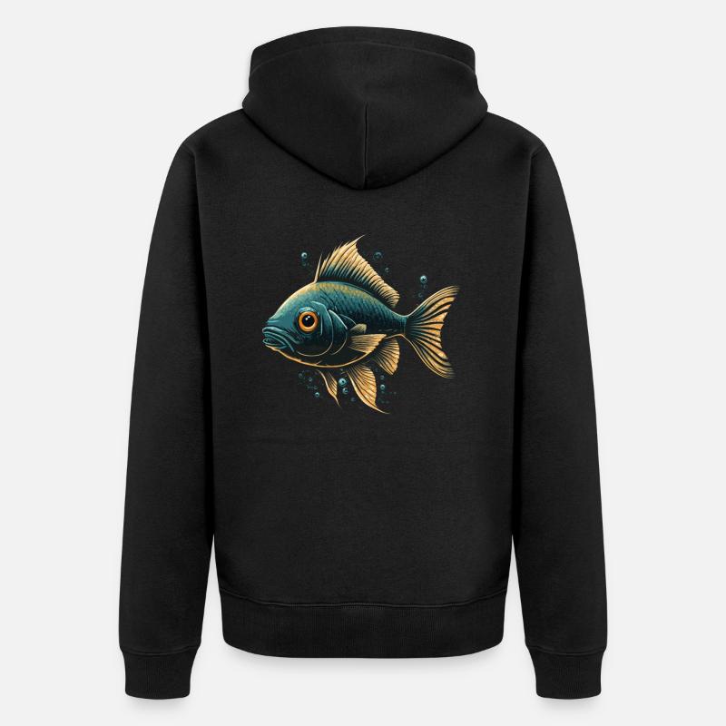 Belle illustration de poisson - Veste à capuche bio Premium Unisexe - noir