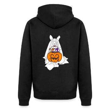 Husky Geist Kürbislaterne Halloween - Unisex Premium Bio Zip Hoodie - Schwarz - Hinten - Nico (187cm)