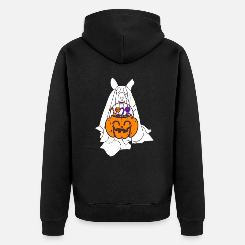 Husky Ghost Pumpkin Lantern Halloween - Veste à capuche bio Premium Unisexe - noir