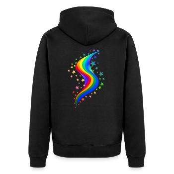 Arc-en-ciel avec étoiles - Rainbow with stars - Veste à capuche bio Premium Unisexe - noir - Dos - Nico (187cm)