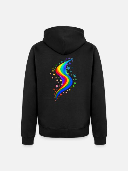 Rainbow with stars - Unisex Premium Organic Zip Hoodie - black