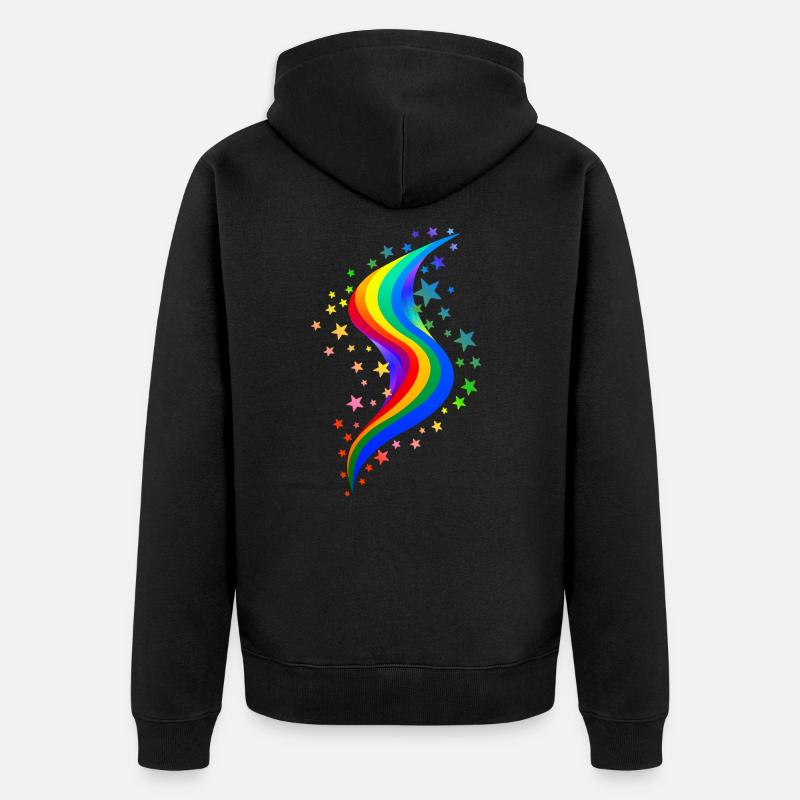 Rainbow with stars - Unisex Premium Organic Zip Hoodie - black