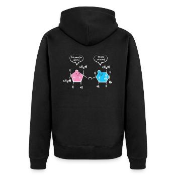 Chemie Zucker Liebe - Unisex Premium Bio Zip Hoodie - Schwarz - Hinten - Nico (187cm)