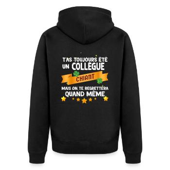 Collègue Chiant et Adorable Humour Départ - Veste à capuche bio Premium Unisexe - noir - Dos - Nico (187cm)