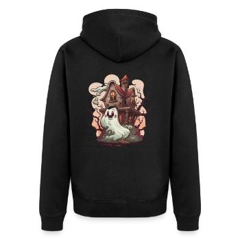 Spooky Estate - Unisex Premium Organic Zip Hoodie - black - Back - Nico (187cm)
