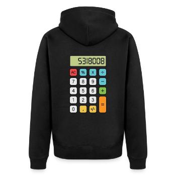 Boobies Calculator - Unisex Premium Organic Zip Hoodie - black - Back - Nico (187cm)