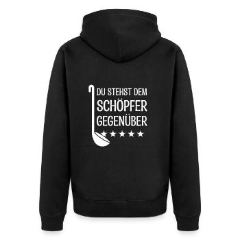 Koch Chefkoch Hobbykoch Geschenkidee Schöpfer - Unisex Premium Bio Zip Hoodie - Schwarz - Hinten - Nico (187cm)