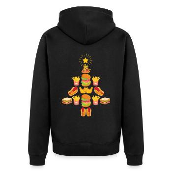 Fast Food Christmas Tree - Unisex Premium Bio Zip Hoodie - Schwarz - Hinten - Nico (187cm)