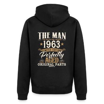 1963 Jahrgang Mann Mythos Legende Geburtstag - Unisex Premium Organic Zip Hoodie - black - Back - Nico (187cm)