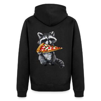 Raton laveur amateur de pizza - Veste à capuche bio Premium Unisexe - noir - Dos - Nico (187cm)