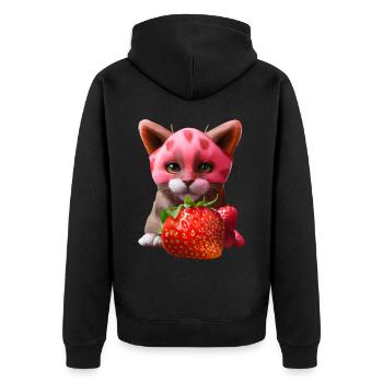 Chat fraise - Veste à capuche bio Premium Unisexe - noir - Dos - Nico (187cm)
