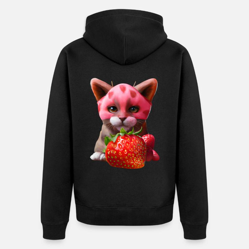 Chat fraise - Veste à capuche bio Premium Unisexe - noir