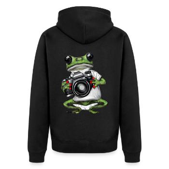 Grenouille avec caméra - Veste à capuche bio Premium Unisexe - noir - Dos - Nico (187cm)