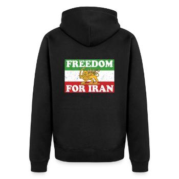 Drapeau du Lion iranien FREEDOM FOR IRAN Soutenir les femmes - Veste à capuche bio Premium Unisexe - noir - Dos - Nico (187cm)