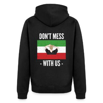 Nouveau drapeau iranien sans hijab. Ne plaisantez pas avec les femmes - Veste à capuche bio Premium Unisexe - noir - Dos - Nico (187cm)