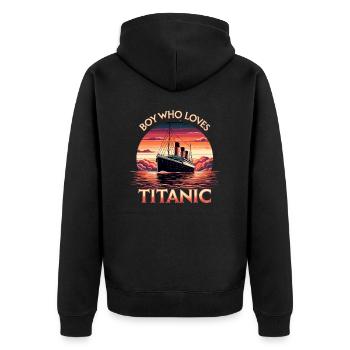 Les garçons qui aiment le Titanic - Veste à capuche bio Premium Unisexe - noir - Dos - Nico (187cm)