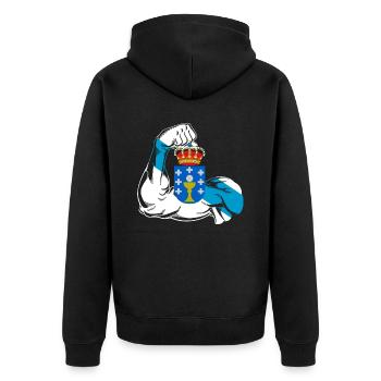 Bras de fierté galicienne avec drapeau galicien Galice, - Veste à capuche bio Premium Unisexe - noir - Dos - Nico (187cm)