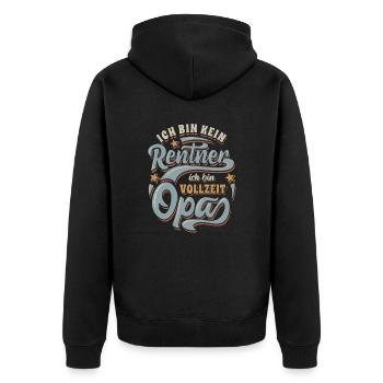 Ich bin kein Rentner ich bin Vollzeit Opa - Unisex Premium Bio Zip Hoodie - Schwarz - Hinten - Nico (187cm)