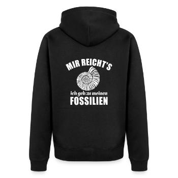 Mir reicht's, ich geh zu meinen Fossilien Ammonit - Unisex Premium Bio Zip Hoodie - Schwarz - Hinten - Nico (187cm)