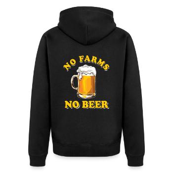 Bauern Protest - No Farms No Beer - Unisex Premium Bio Zip Hoodie - Schwarz - Hinten - Nico (187cm)