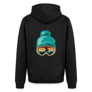 Snowboard, Halfpipe, Wintersport, Skibrille - Unisex Premium Bio Zip Hoodie - Schwarz - Hinten - Nico (187cm)