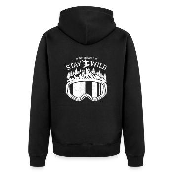 Snowboard - Be Brave Stay Wild - Snowboarder - Unisex Premium Bio Zip Hoodie - Schwarz - Hinten - Nico (187cm)
