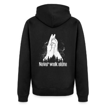 Ne marchez jamais seul - Main + Patte de chien - High Five - Veste à capuche bio Premium Unisexe - noir - Dos - Nico (187cm)