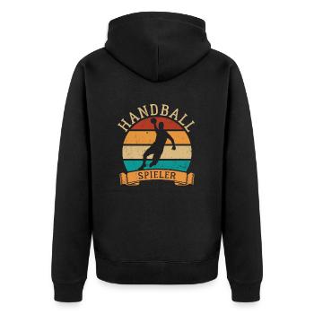 Handball Spieler Handball, Werfen, Training - Unisex Premium Bio Zip Hoodie - Schwarz - Hinten - Nico (187cm)