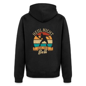 Heul nicht hol den Ball - Tischtennis Spieler - Unisex Premium Bio Zip Hoodie - Schwarz - Hinten - Nico (187cm)