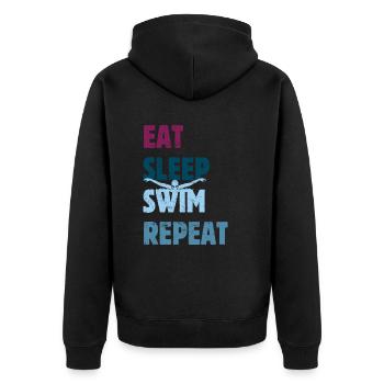 Eat Sleep Swim Repeat - Papillon - Dolphin Style - Veste à capuche bio Premium Unisexe - noir - Dos - Nico (187cm)