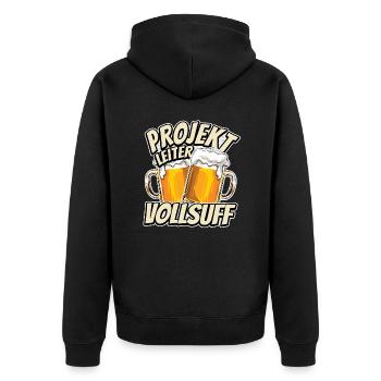 Projektleiter Vollsuff - Biertrinker - Männertag - Unisex Premium Bio Zip Hoodie - Schwarz - Hinten - Nico (187cm)