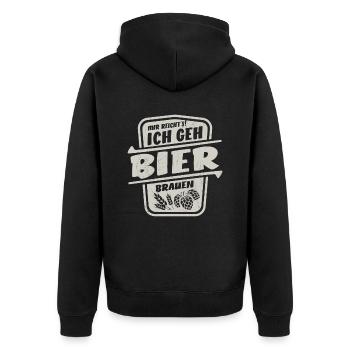 Mir reicht's ich geh Bier brauen - Brauer Spruch - Unisex Premium Bio Zip Hoodie - Schwarz - Hinten - Nico (187cm)