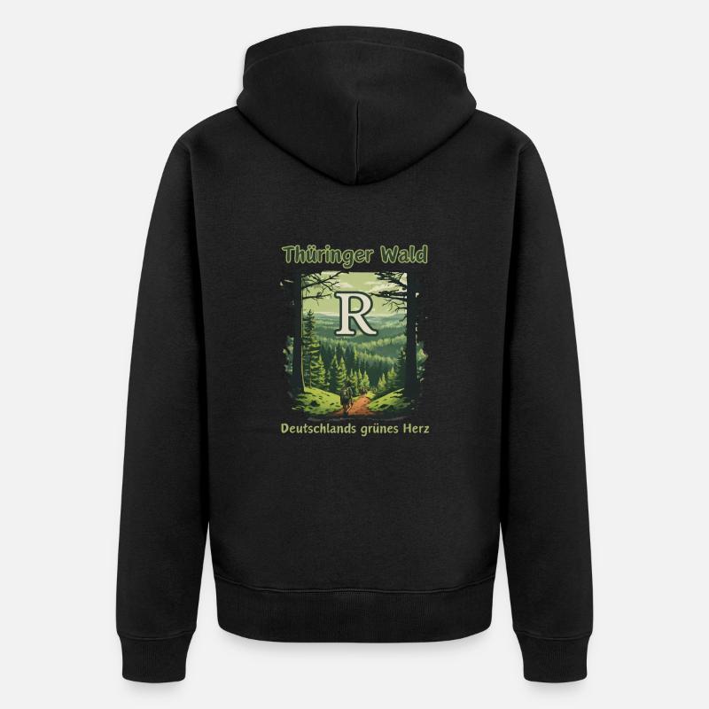 Thuringe-Le cœur vert de l’Allemagne-Rennsteig - Veste à capuche bio Premium Unisexe - noir