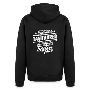 Ich bin dieser legendäre Taxifahrer - Spruch - Unisex Premium Bio Zip Hoodie - Schwarz - Hinten - Nico (187cm)
