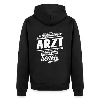 Ich bin dieser legendäre Arzt, von dem alle reden - Unisex Premium Bio Zip Hoodie - Schwarz - Hinten - Nico (187cm)