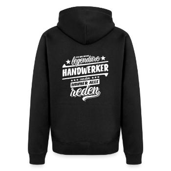 Ich bin dieser legendäre Handwerker - Spruch - Unisex Premium Bio Zip Hoodie - Schwarz - Hinten - Nico (187cm)
