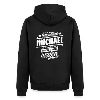 Dieser legendäre Michael von dem alle reden - Unisex Premium Bio Zip Hoodie - Schwarz - Hinten - Nico (187cm)