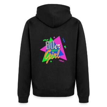 80s Party Girl - 80s - Colorful + Crazy - Unisex Premium Organic Zip Hoodie - black - Back - Nico (187cm)