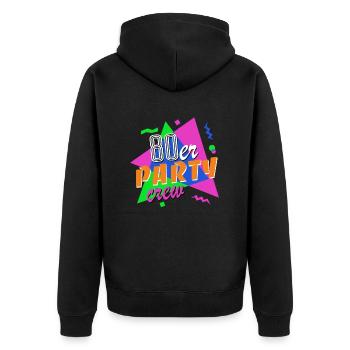 80er Party Crew - 80er Jahre - bunt + verrückt - Unisex Premium Bio Zip Hoodie - Schwarz - Hinten - Nico (187cm)