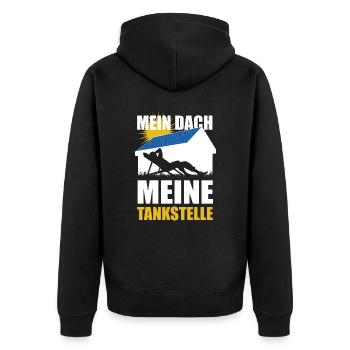Mein Dach meine Tankstelle - Solarenergie - Sonne - Unisex Premium Bio Zip Hoodie - Schwarz - Hinten - Nico (187cm)