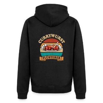 Currywurst Flüsterer - Unisex Premium Bio Zip Hoodie - Schwarz - Hinten - Nico (187cm)