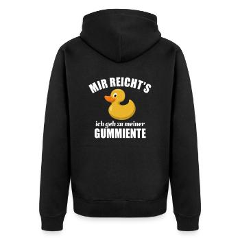 Mir reicht's ich geh zu meiner Gummiente - Unisex Premium Bio Zip Hoodie - Schwarz - Hinten - Nico (187cm)
