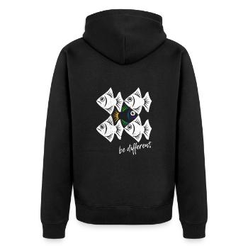 Be different - Pisces - swimming against the tide - Unisex Premium Organic Zip Hoodie - black - Back - Nico (187cm)