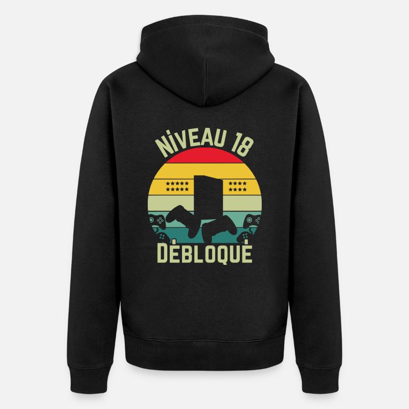 Niveau 18 Débloqué - Veste à capuche bio Premium Unisexe - noir
