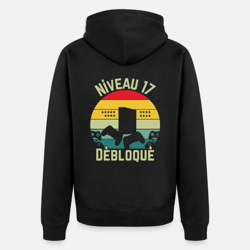 Niveau 17 Débloqué - Veste à capuche bio Premium Unisexe - noir