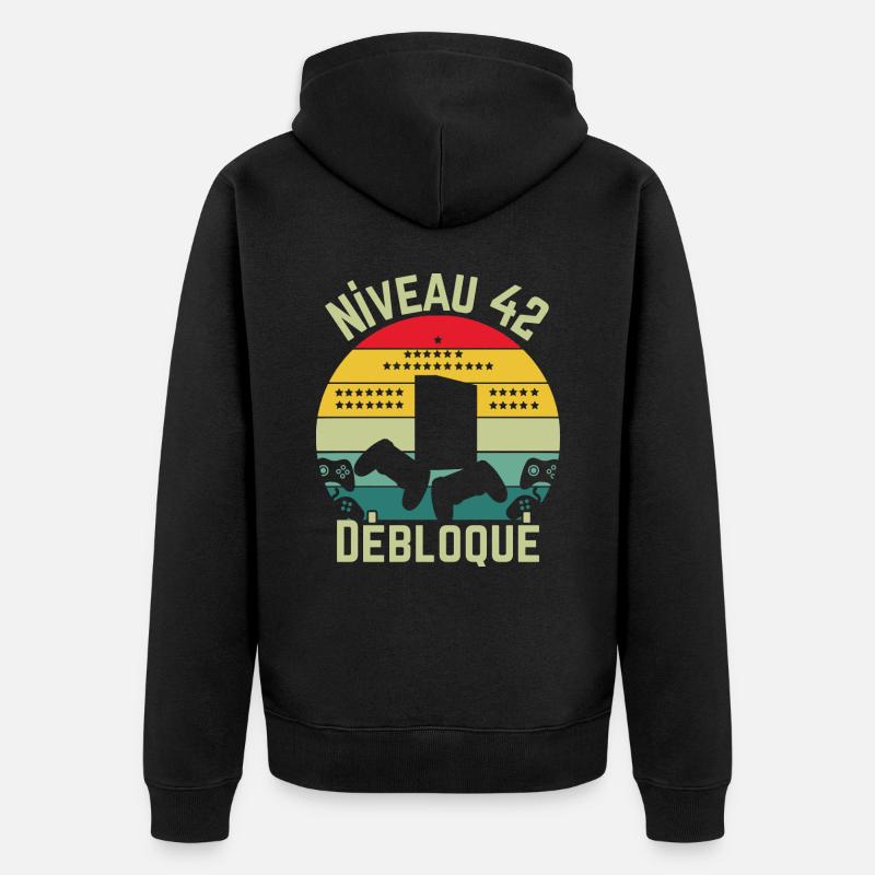 Niveau 42 Débloqué - Veste à capuche bio Premium Unisexe - noir