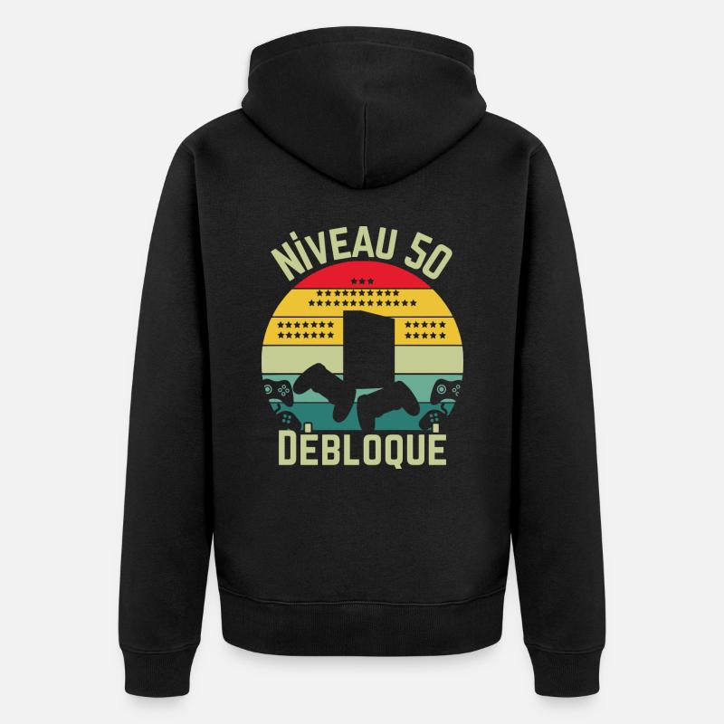 Niveau 50 Débloqué - Veste à capuche bio Premium Unisexe - noir