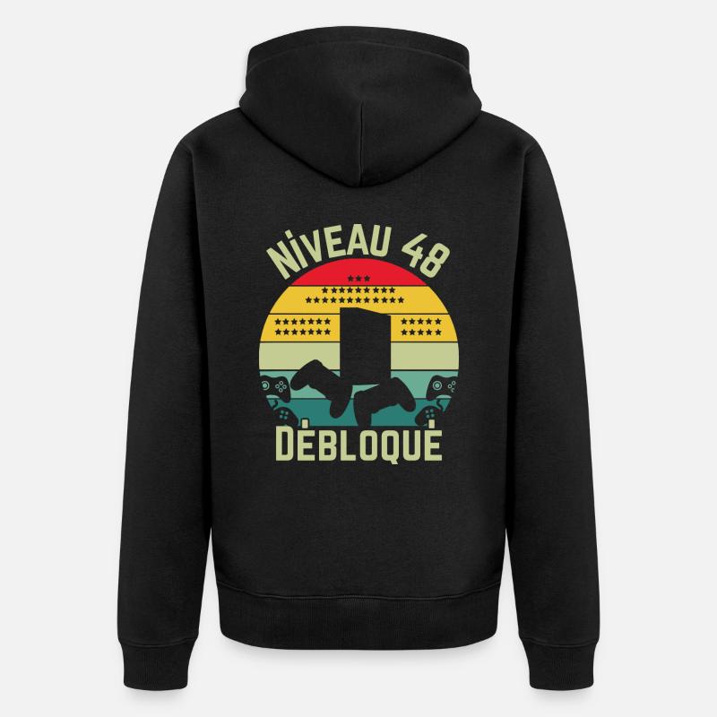 Niveau 48 Débloqué - Veste à capuche bio Premium Unisexe - noir