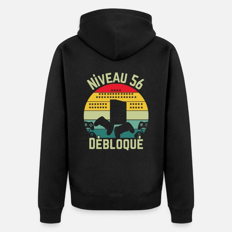 Niveau 56 Débloqué - Veste à capuche bio Premium Unisexe - noir
